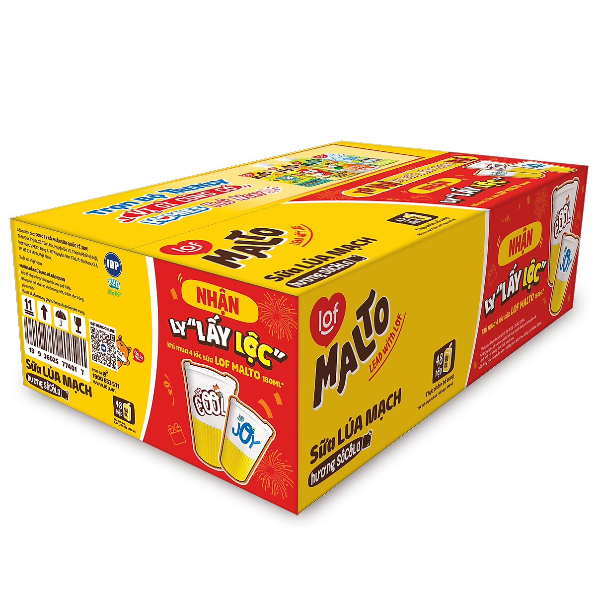 Thùng 48 hộp Sữa lúa mạch hương socola LOF MALTO 180ml/hộp