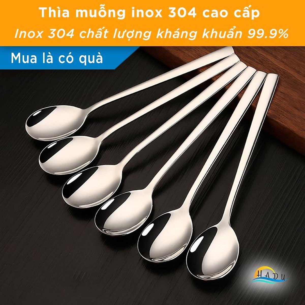 6 Cái] Thìa Muỗng Inox Cán Dài 304 Cao Cấp Ăn Phở Đạt Tiêu Chuẩn Chất
