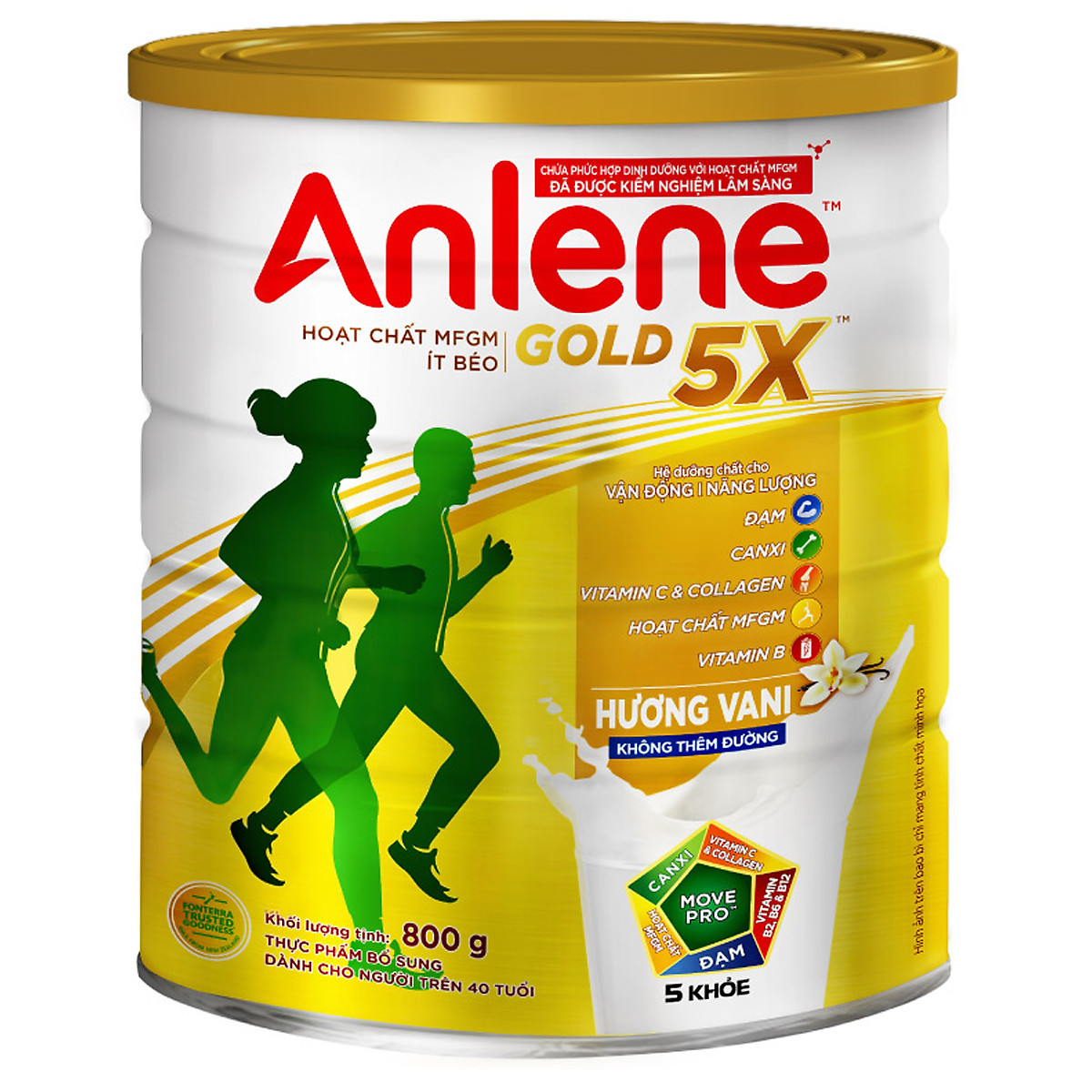 Combo 02 Sữa Bột Anlene Gold 5X Hương Vanilla (Hộp thiếc 800g) - Tặng bộ 2 khăn Anlene (Màu ngẫu nhiên)