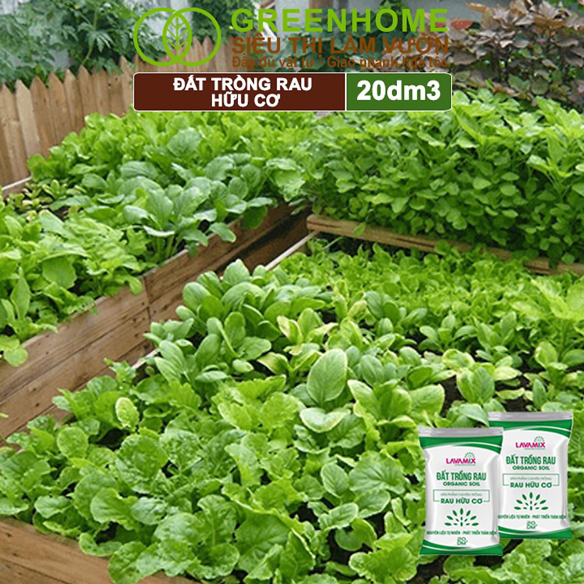 Đất Trồng Cây Greenhome, Bao 20dm3 (10kg), Đầy Đủ Dinh Dưỡng, Tiện Lợi, Dễ Sử Dụng, Chuyên Trồng Rau, Hoa, Kiểng