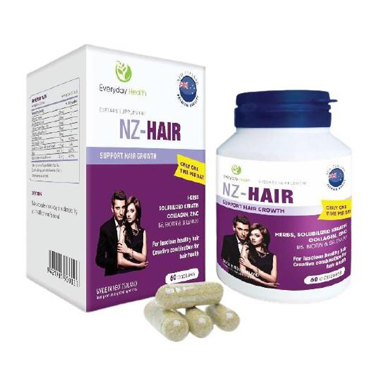 Viên uống ngăn rụng tóc kích thích mọc tóc dưỡng tóc phục hồi tóc hư tổn  Everyday Health NZ - Hair hộp 60 viên