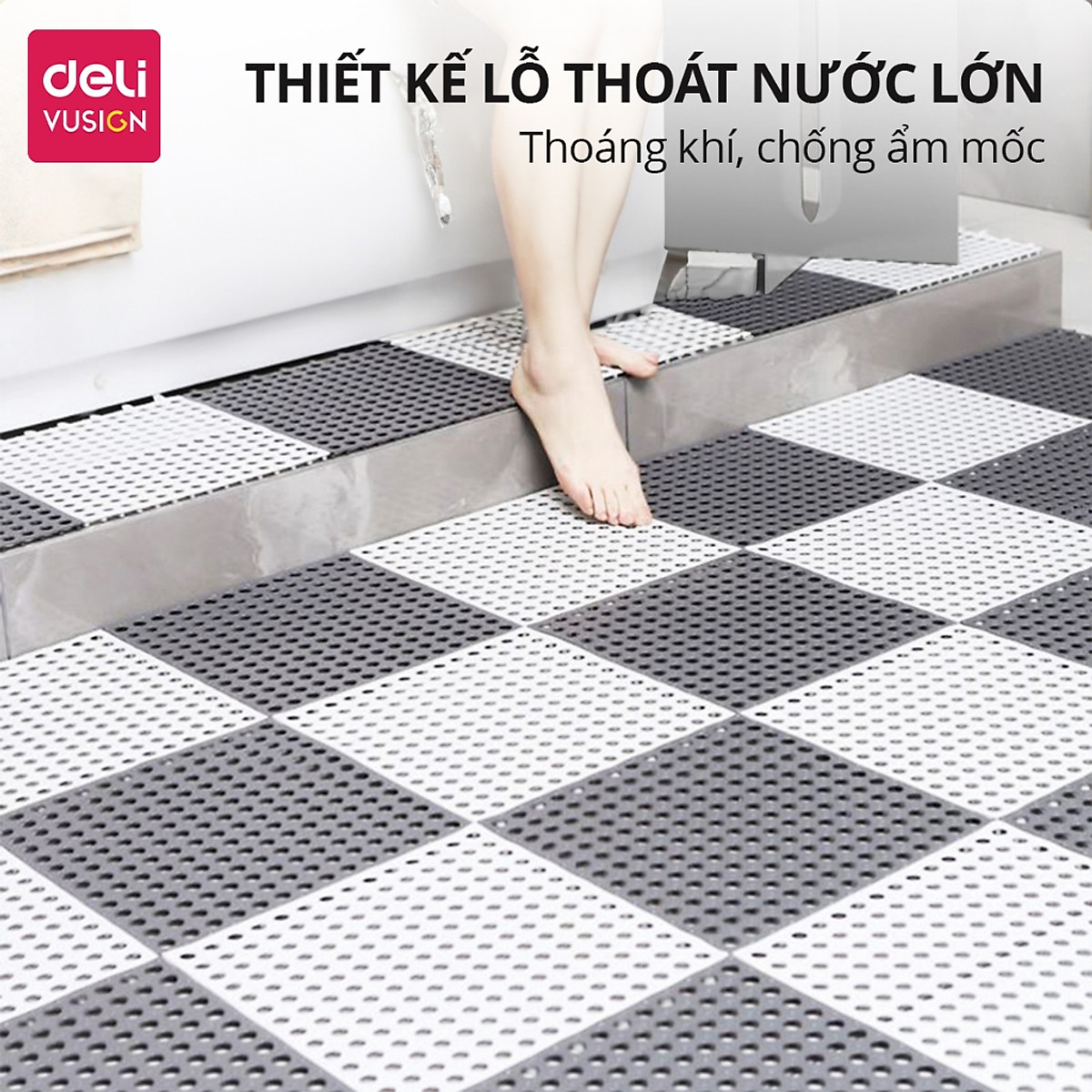 Thảm Lót Sàn Nhà Tắm Chống Trơn Trượt - Tấm Nhựa Ghép Chất Liệu Nhựa Dẻo Siêu Bền Lót Sàn Nhà Vệ Sinh