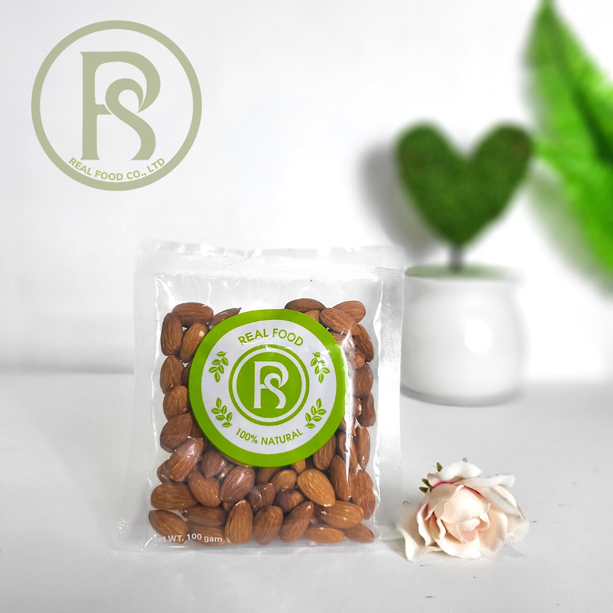 Hạt Hạnh Nhân Tươi Real Food (Almond) - 2kg/500g/100g