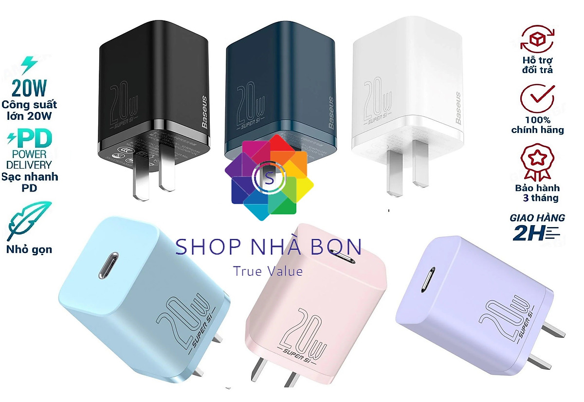 Củ Sạc Baseus Super Si 20W Mini Type C - PD/QC 3.0 - Hàng Chính Hãng