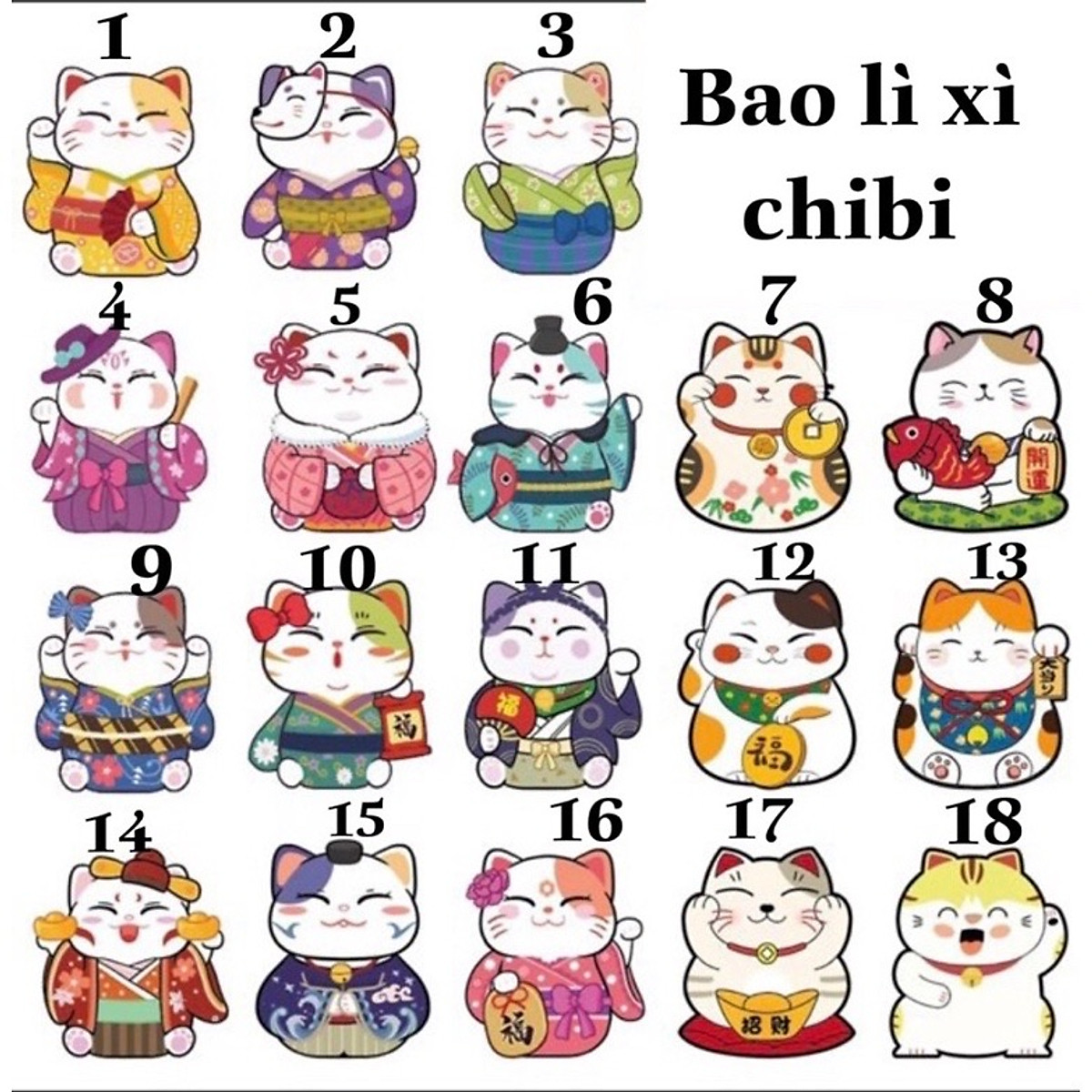 Bao Lì Xì Chibi Hoạt Hình Dễ Thương Có PHẢN QUANG Mừng Tuổi Tết ...