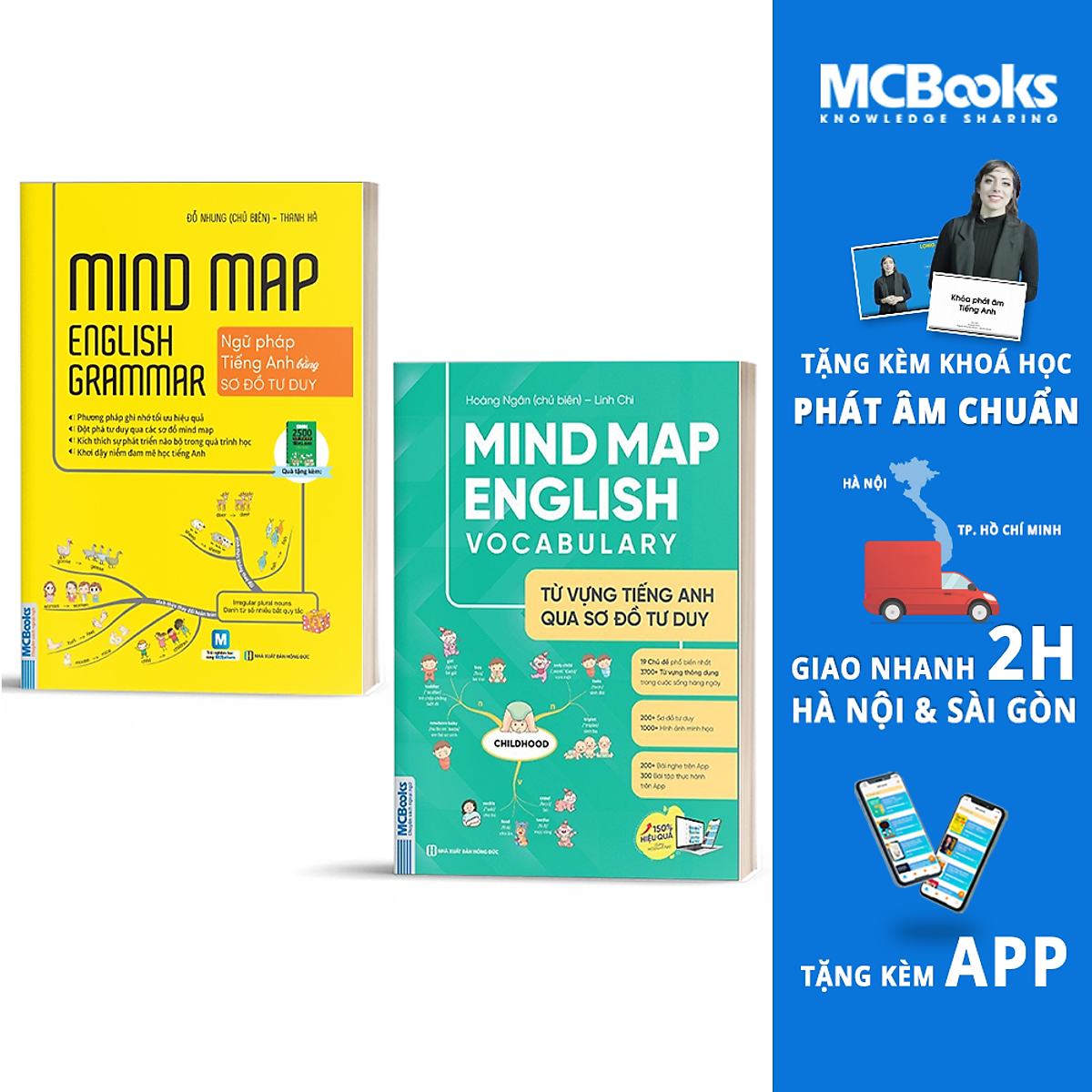 Sách - Combo Mindmap English Grammar và Mindmap English Vocabulary - Học Kèm App Online