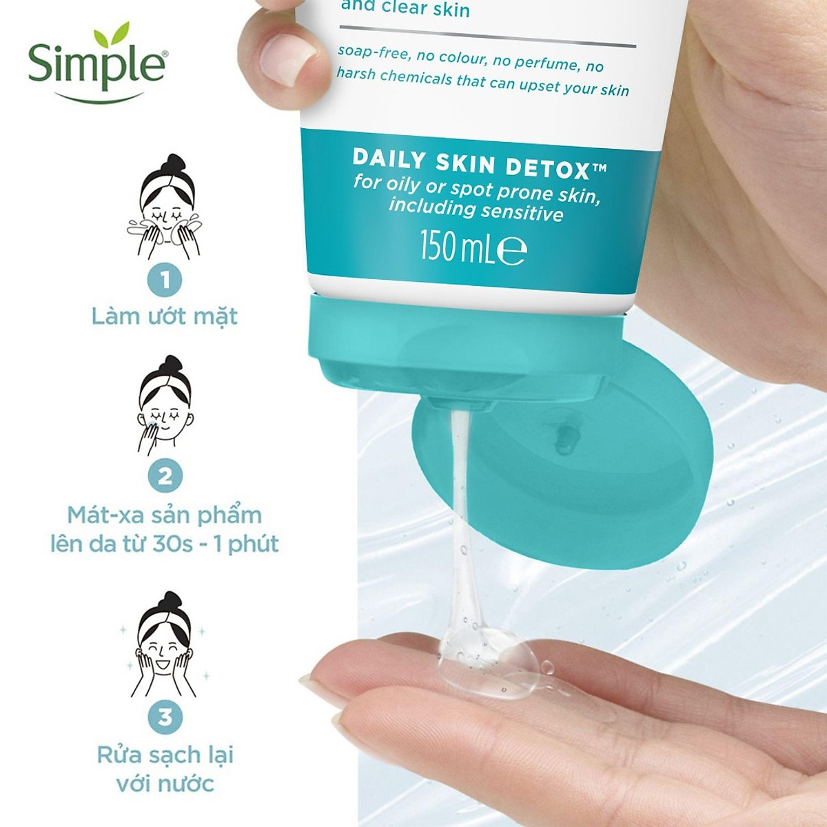 Sữa rửa mặt Simple giúp kiềm dầu và ngừa mụn hiệu quả - cho da mụn nhạy cảm 150ml