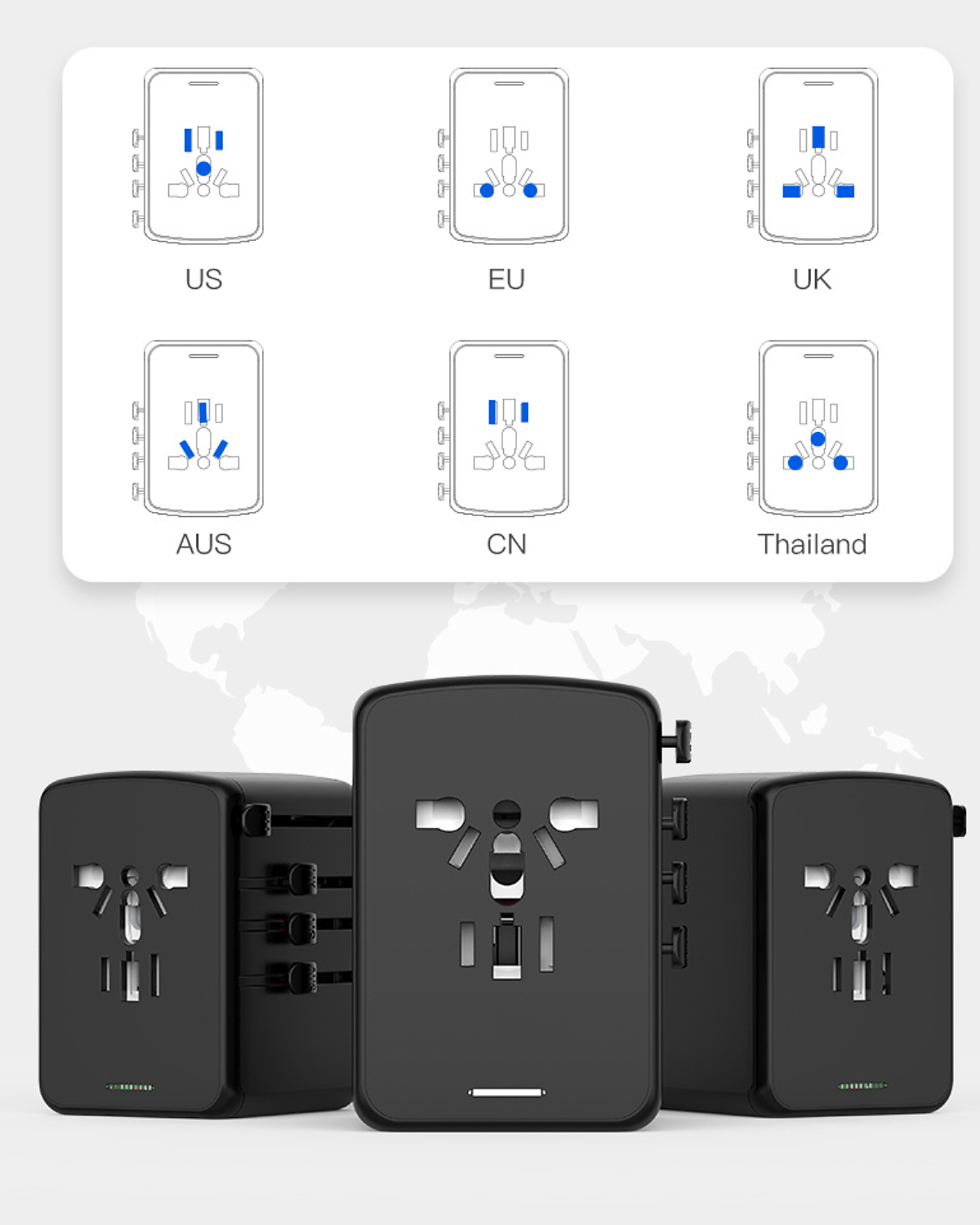 Ổ Cắm Điện Đa Năng Du Lịch Quốc Tế Tamayoko 5 Cổng Type-C & USB Cắm Tải 2000W