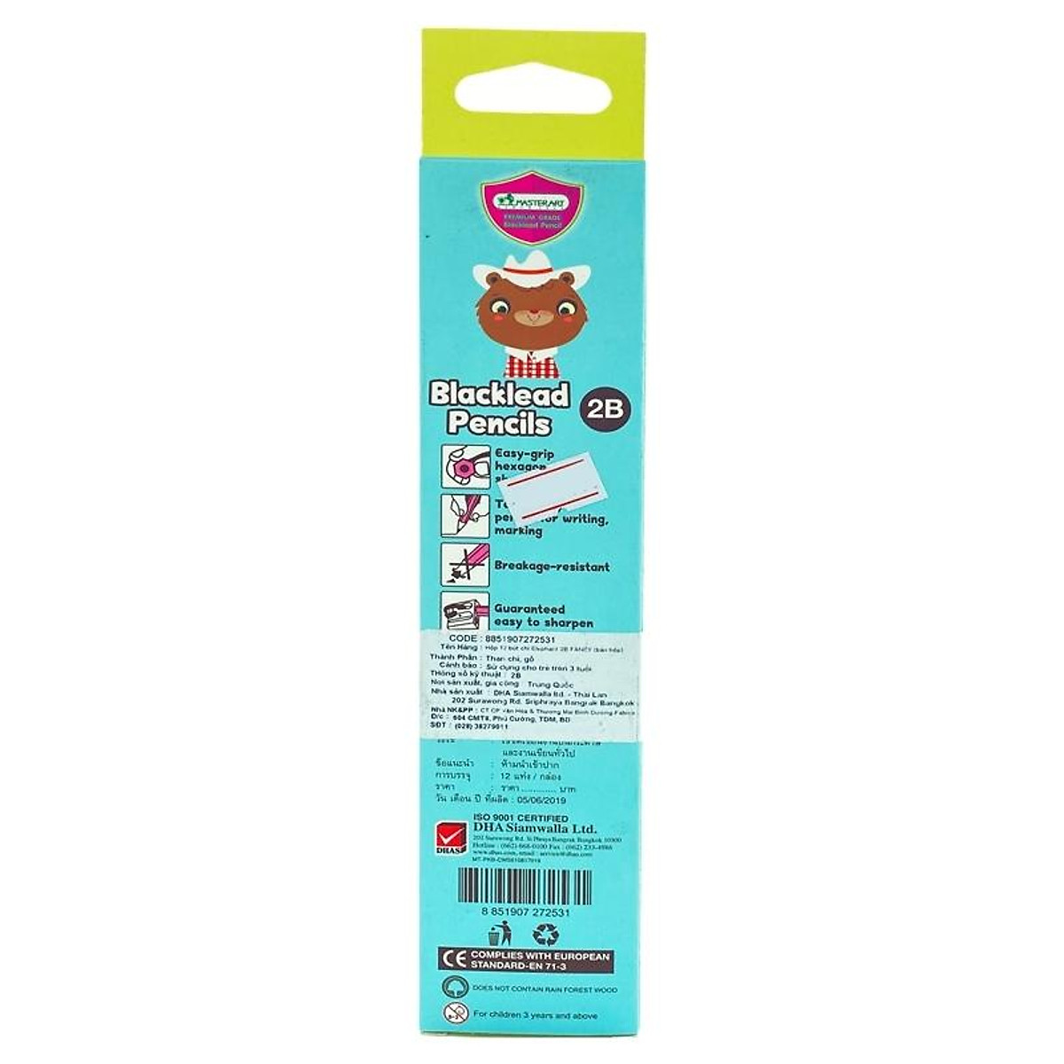 Hộp 12 Bút Chì Gỗ 2B Blacklead Pencil + Chuốt Chì - Masterart Happy Life (Mẫu Màu Giao Ngẫu Nhiên)