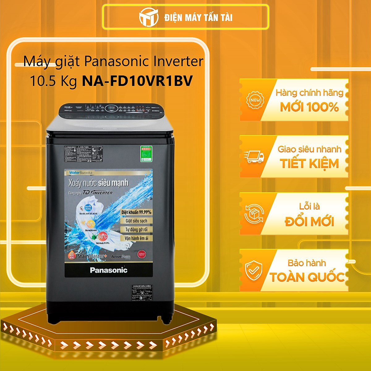 MÁY GIẶT PANASONIC INVERTER 10.5 KG NA-FD10VR1BV - HÀNG CHÍNH HÃNG