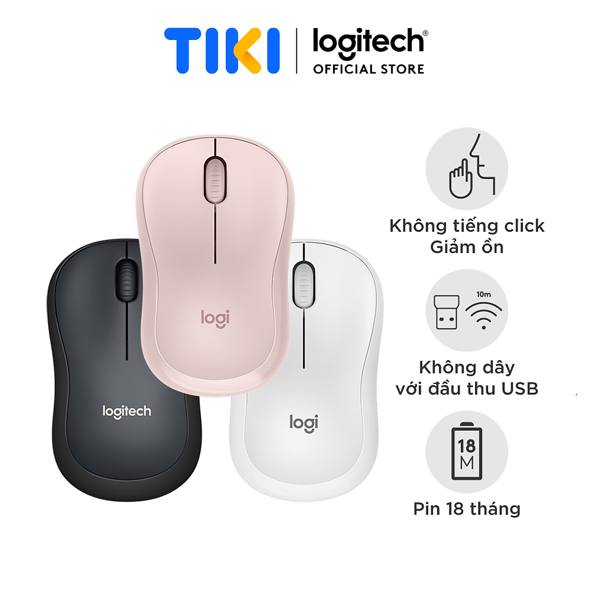 Chuột Không Dây Logitech M220 Silent Plus - Hàng Chính Hãng