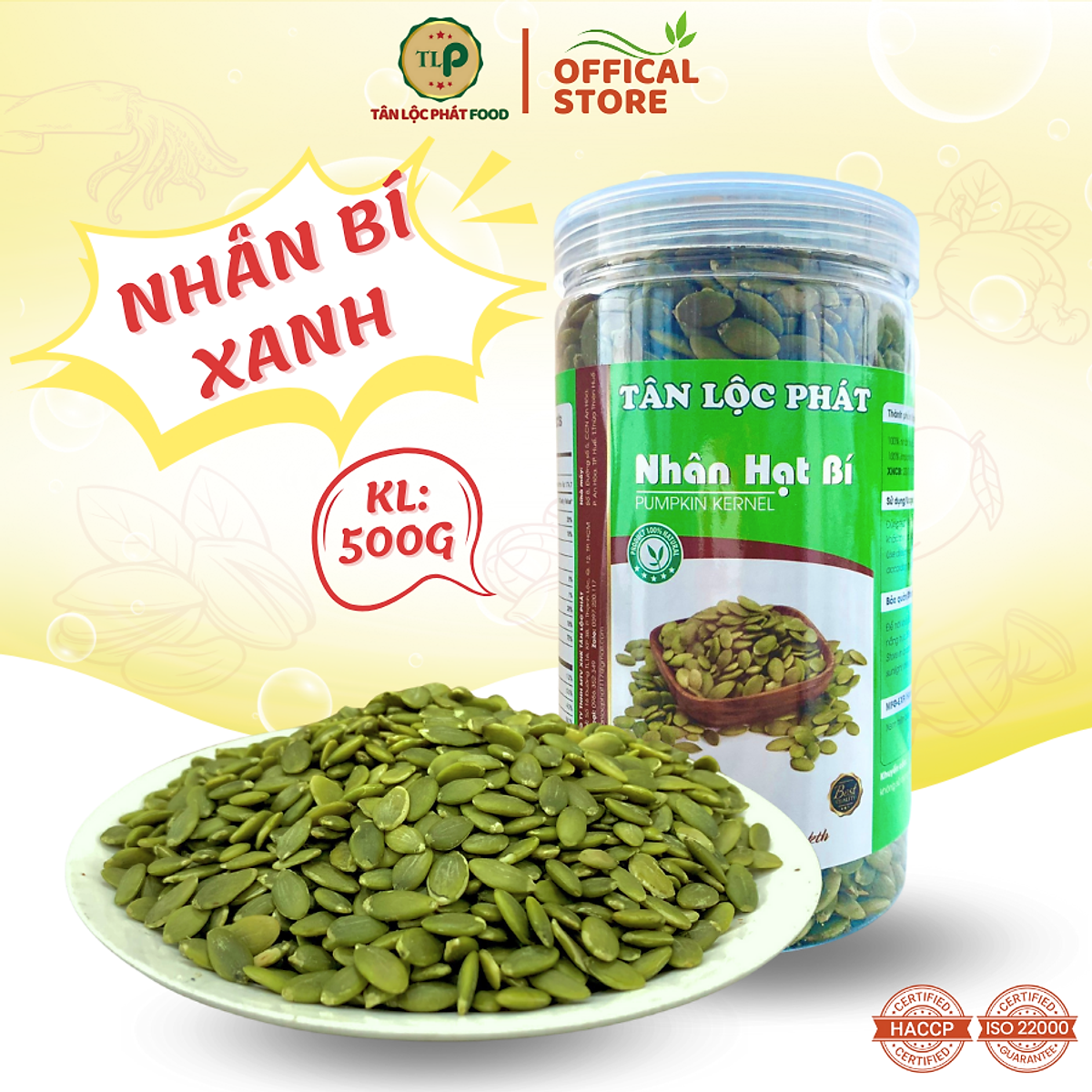 NHÂN HẠT BÍ TÂN LỘC PHÁT - HŨ 500G
