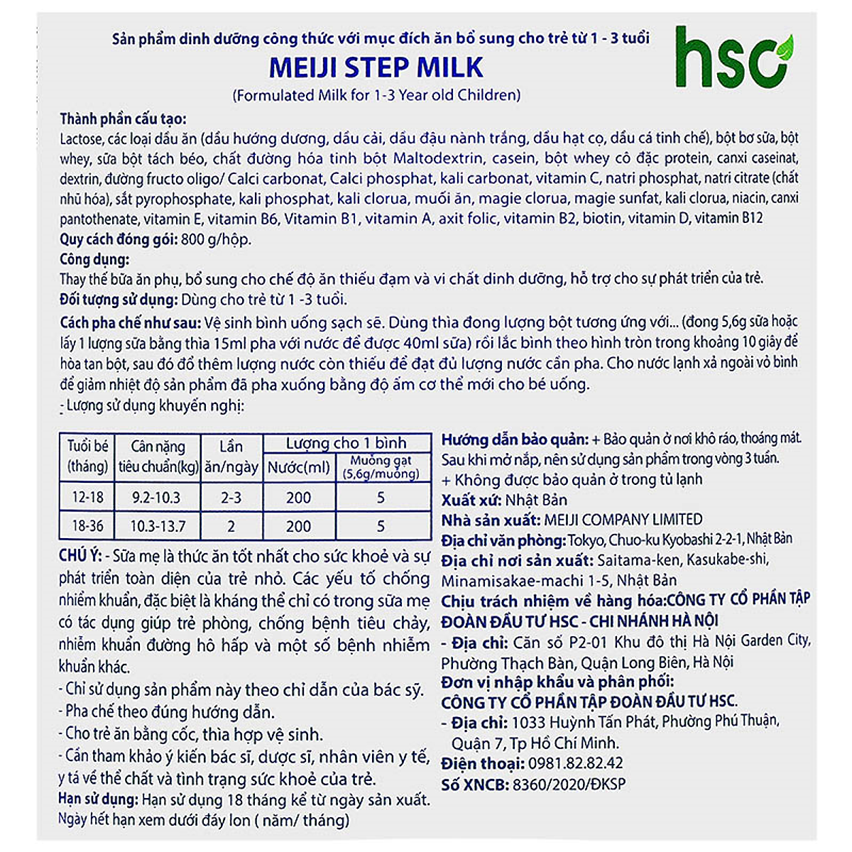 Sữa Meiji lon số 9 800g Nội Địa Nhật (cho trẻ từ 1-3 tuổi)