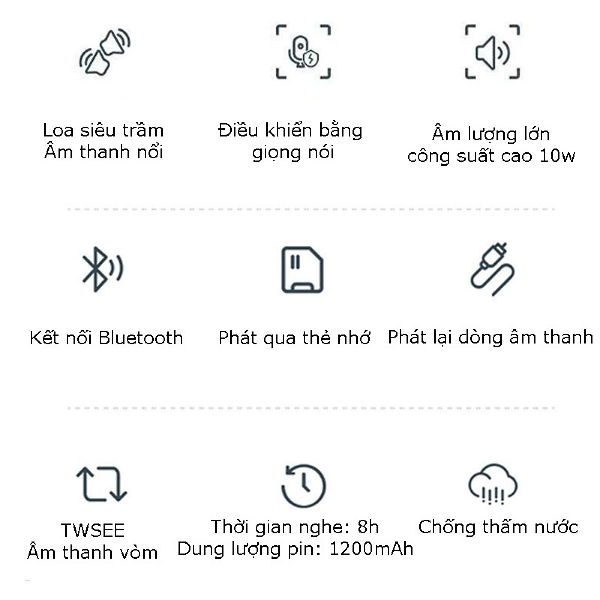 Loa Bluetooth Không Dây Dung Lượng Pin 12000mAh - Hàng Chính Hãng