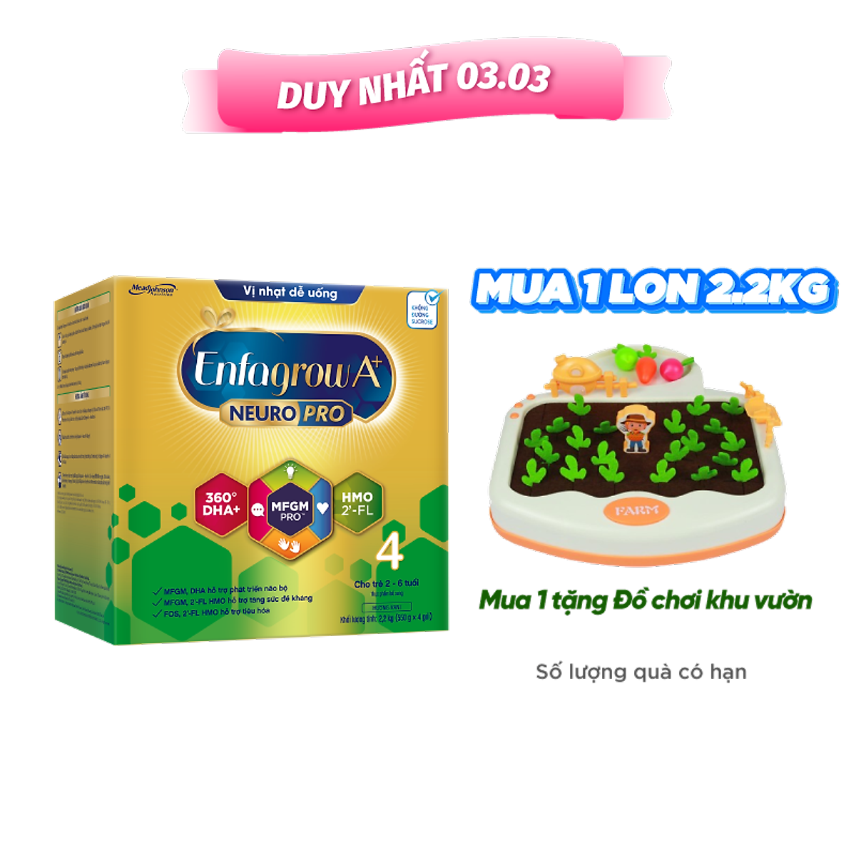 Sữa bột Enfagrow A+ NeuroPro 4 với 2’-FL HMO cho trẻ từ 2 – 6 tuổi – 2.2kg