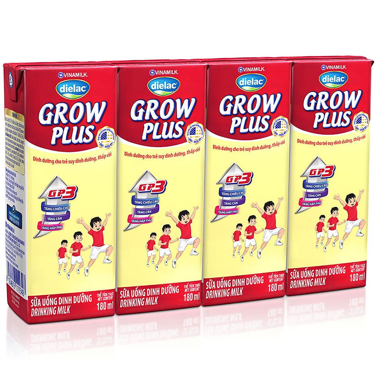 Thùng 48 Hộp Sữa Bột Pha Sẵn Vinamilk Dielac Grow Plus - Đỏ 180ml