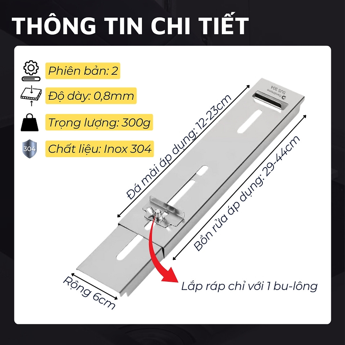 Đế kẹp đá mài dao DandiHome inox 304 gác bếp tiện lợi