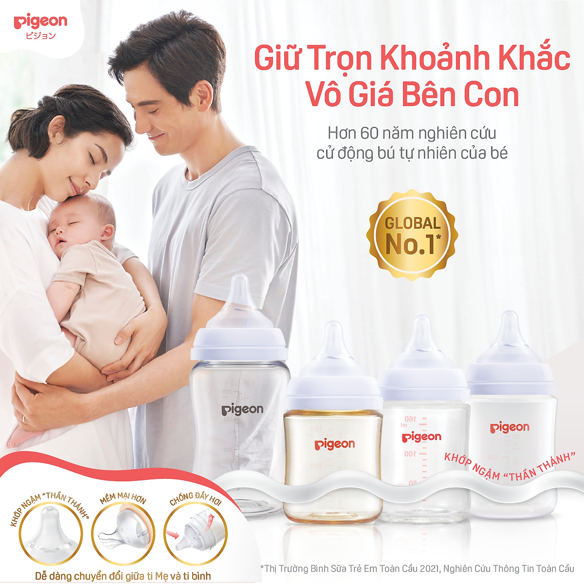 Bình sữa Pigeon PPSU Plus thế hệ III 160ml/240ml