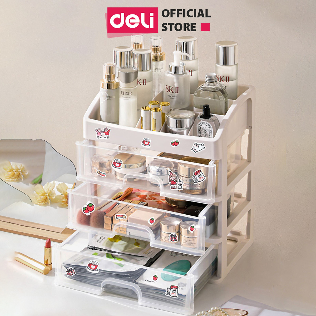 Kệ Đựng Mỹ Phẩm Nhựa Nhiều Tầng Để Bàn Trong Suốt Có Thể Tháo Rời Deli - Kệ Đưng Đồ Trang Điểm Đồ Cá Nhân Nữ Trang Sức Hộp Lưu Trữ Văn Phòng Phẩm Decor Bàn Làm Việc Góc Học Tập - VS559 564