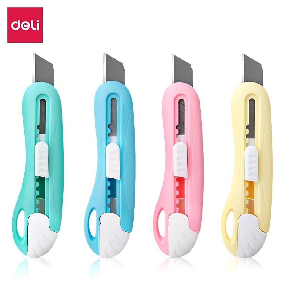 Dao rọc giấy mini 55mm Deli - 4 màu - Xanh lá/ xanh dương/ hồng/ vàng - 2024