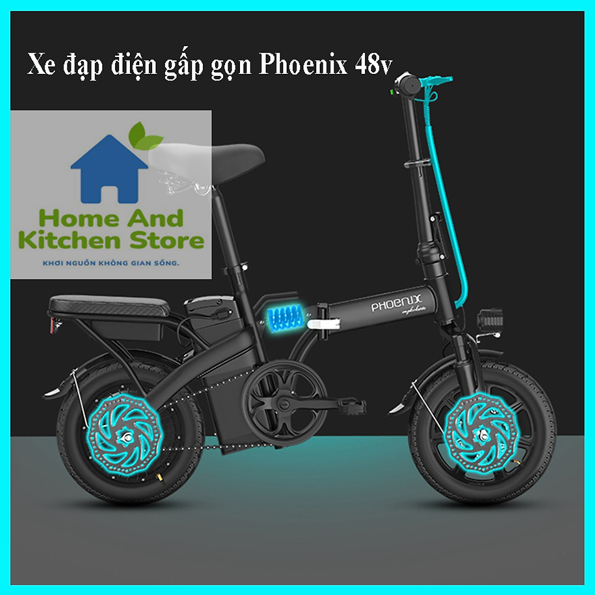 Xe đạp điện gấp gọn 14inch vành đúc phanh đĩa kép cao cấp CÓ GIỎ, pin