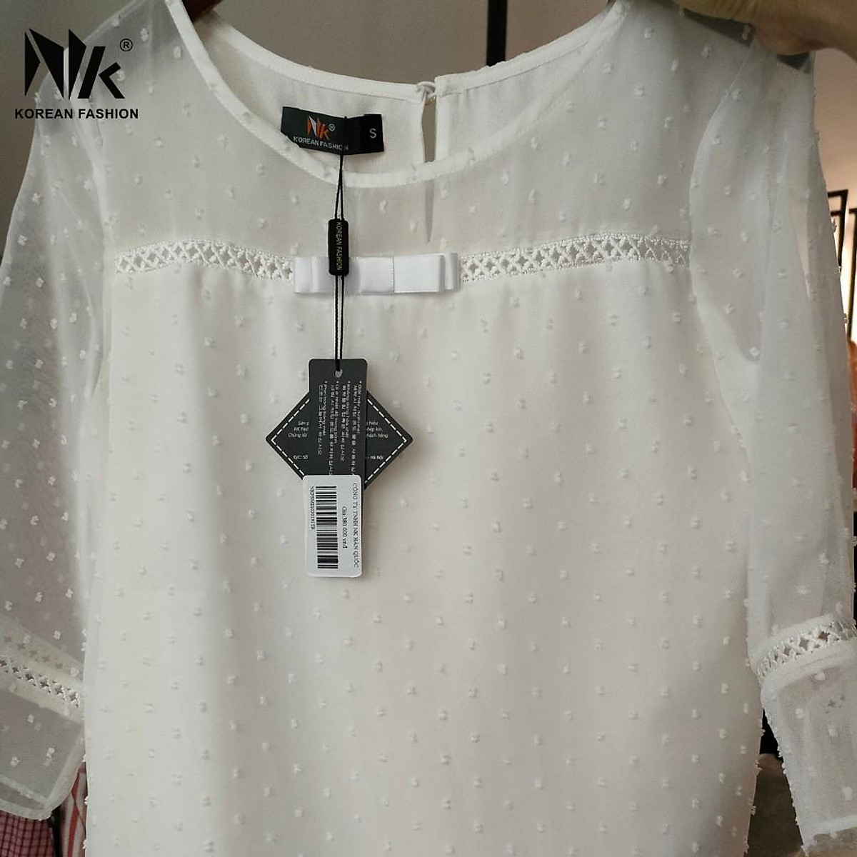 Áo Sơ Mi Nữ Công Sở NK FASHION Tay Lỡ, Voan Nổi, Vải Phối Ren Cao Cấp Hàn, Mềm Mịn Mát NKFSM2103019