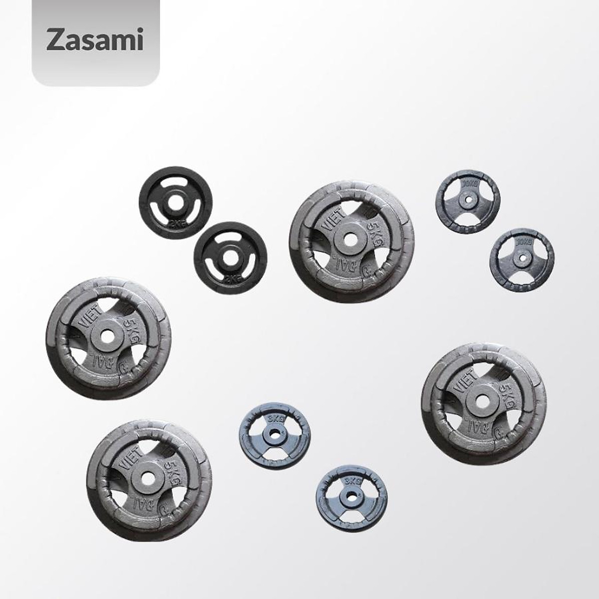 Bộ combo 50kg tạ ( 2 đĩa 10kg, 4 đĩa 5kg, 2 đĩa 2kg, 2 đĩa 3kg )