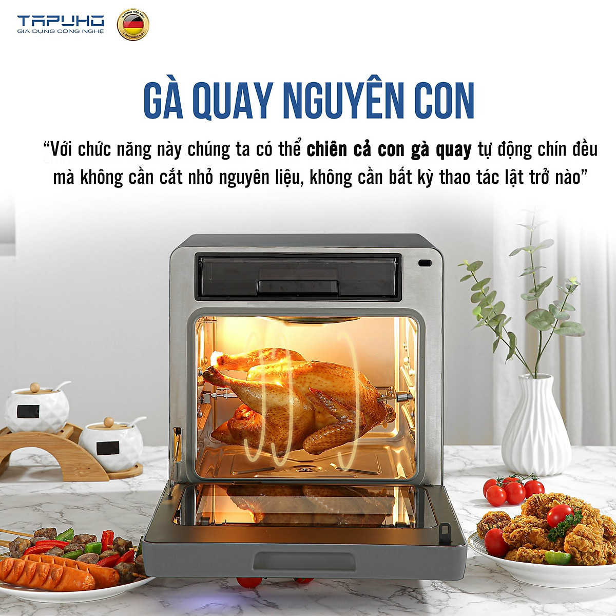 Nồi chiên hơi nước cao cấp TAPUHO TSF16 - Thương hiệu Đức - 2.800w - 16 lít - BH 2 năm