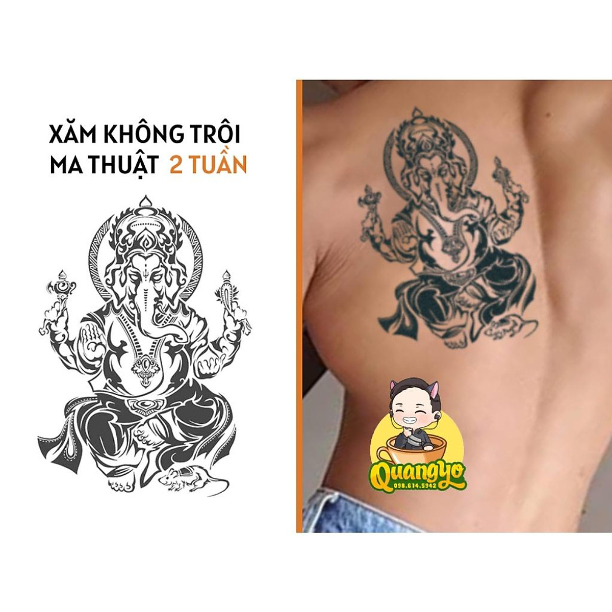 Mua Hình xăm không trôi tượng thần Ganesha Ấn Độ, không trôi 15 ...