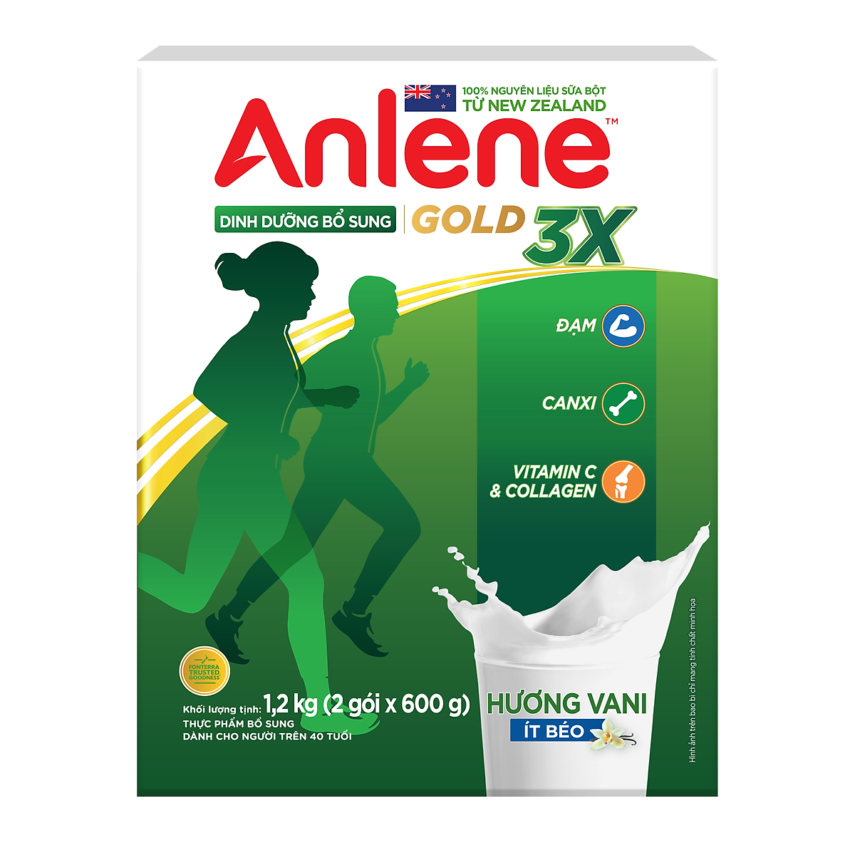 Combo 2 Sữa Bột Anlene Gold Movepro 3X Hương Vanilla (Hộp Giấy 1,2kg)