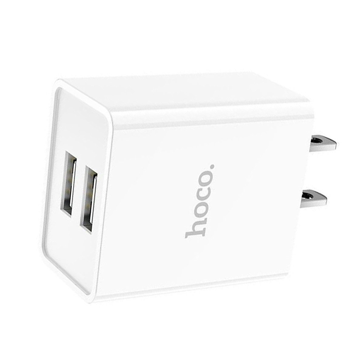 Củ sạc 2.1A Hoco C89 chuôi dẹt nhựa ABS cao cấp 2 cổng Usb dành cho iPhone/iPad - Hàng chính hãng