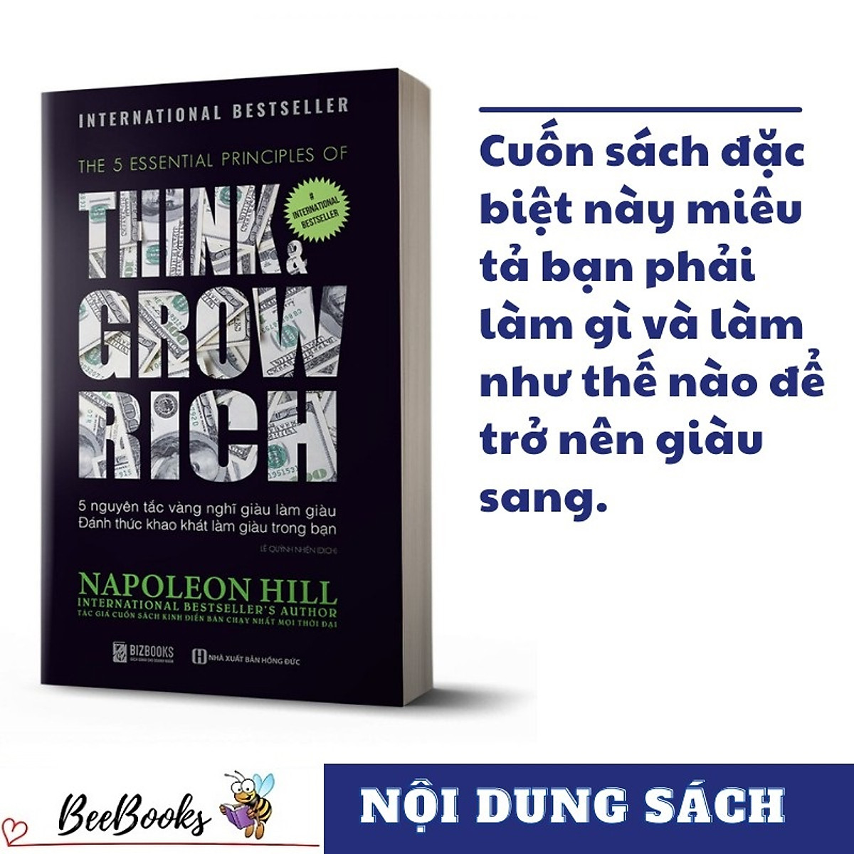 #1 BestSeller- Thinks & Grow Rick (Tặng Kèm BookMark)- 5 Nguyên tắc vàng nghĩ giàu làm giàu. Đánh thức khao khát làm giàu trong bạn