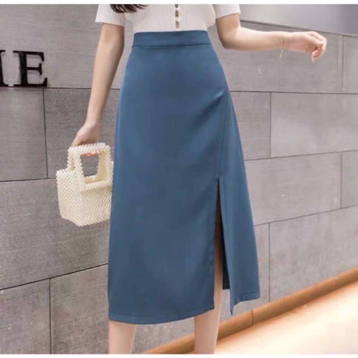 Mua Chân váy dài ulzzang dáng chữ A lưng cao Chân váy Midi xẻ tà dài qua  gối công sở đẹp  Tiki