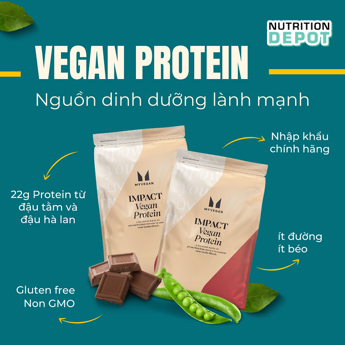 Sữa bổ sung đạm dành cho người ăn chay Vegan Blend Protein 2.5kg - Nutrition Depot