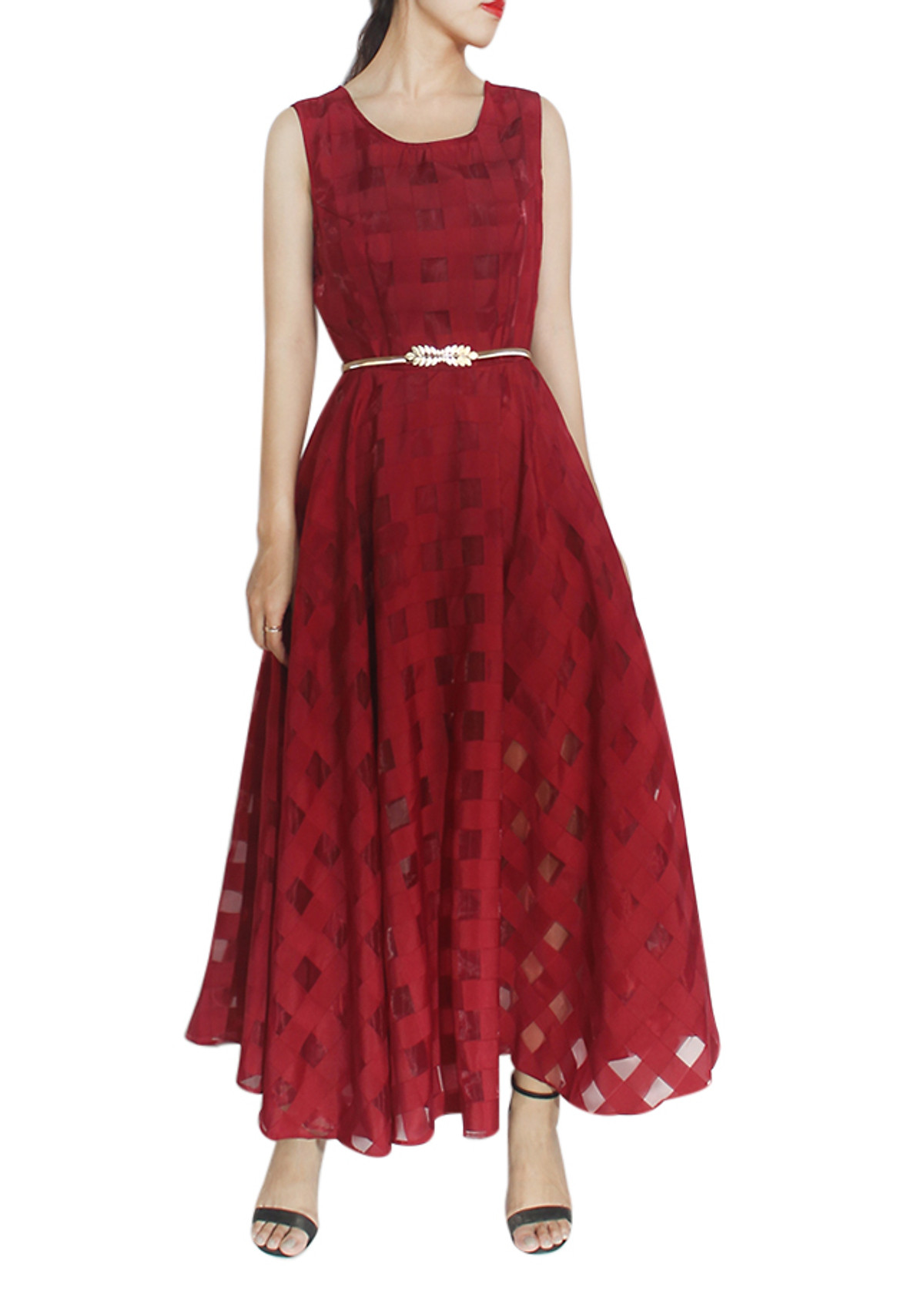 Váy Voan Hoa Nhí Đỏ Mận Dạo Phố Ngày Hè Siêu Xinh Hazel Dress QA7436