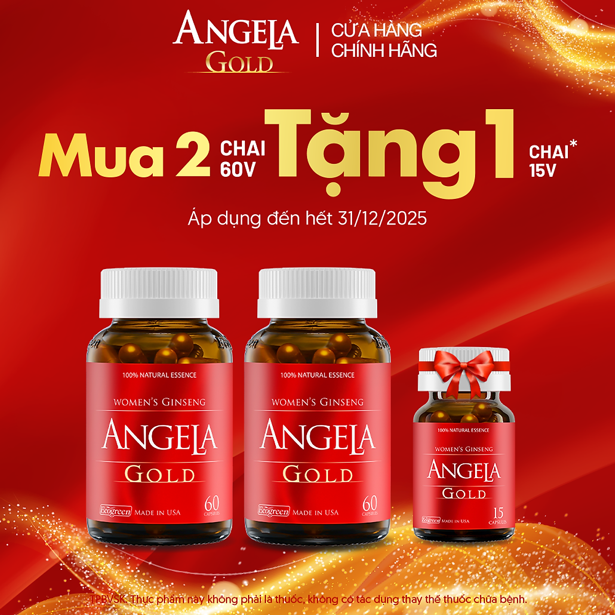 Combo 2 hộp ANGELA GOLD tăng cường sinh lý nữ 60 viên tặng 1 hộp 15 viên