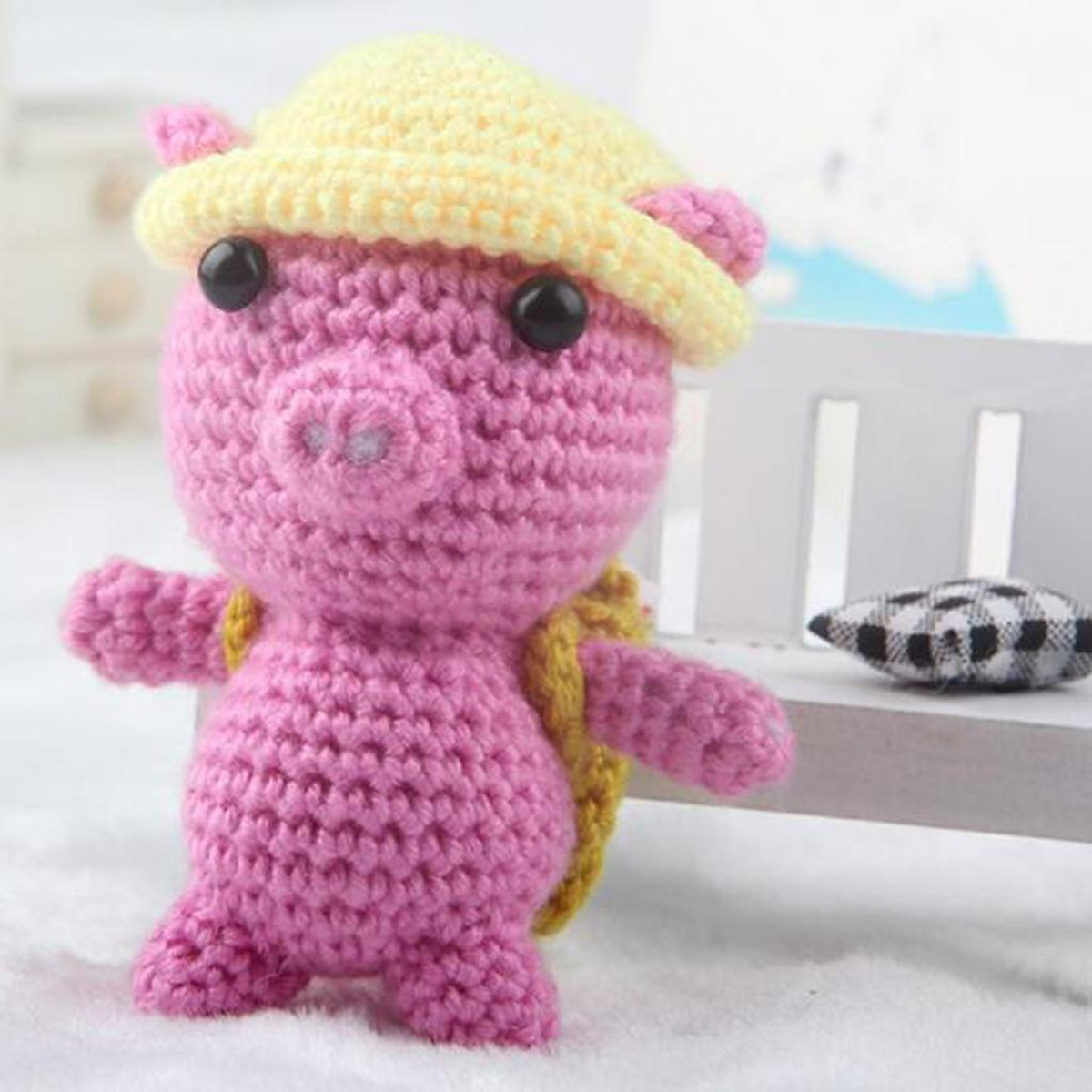 5 Sets Pink Pig Crochet Doll Kit for Kids Beginners Crocheted Stuffed Toys