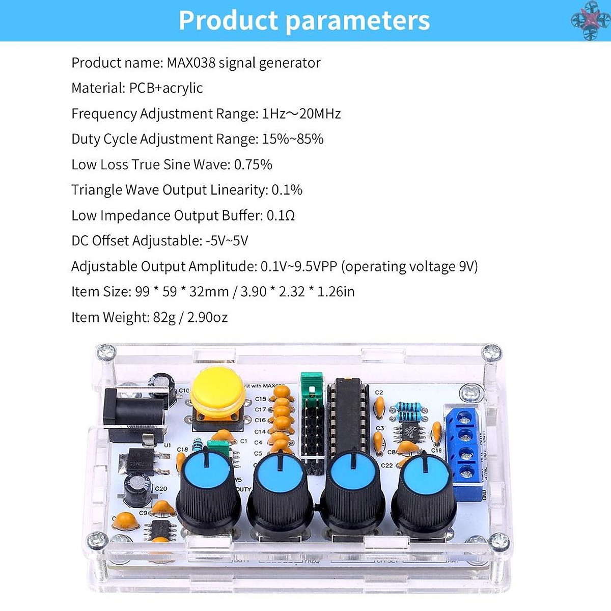 MAX038 Signal Generator DIY Kit 1Hz～20MHz Function Generator Highspeed