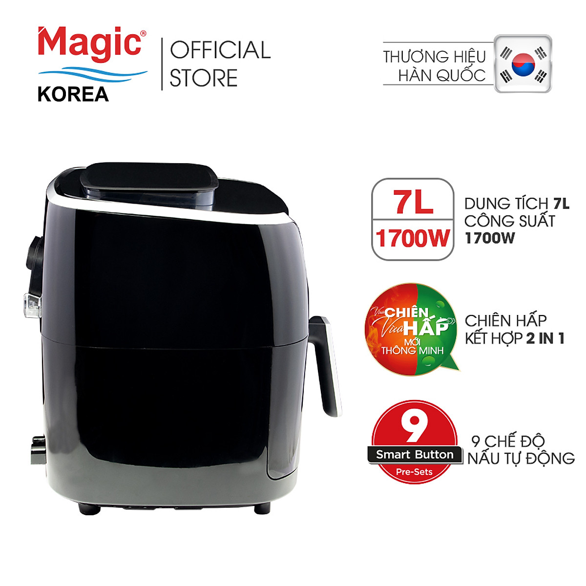 Nồi chiên không dầu kết hợp hấp Magic Korea A700 7L - Hàng chính hãng