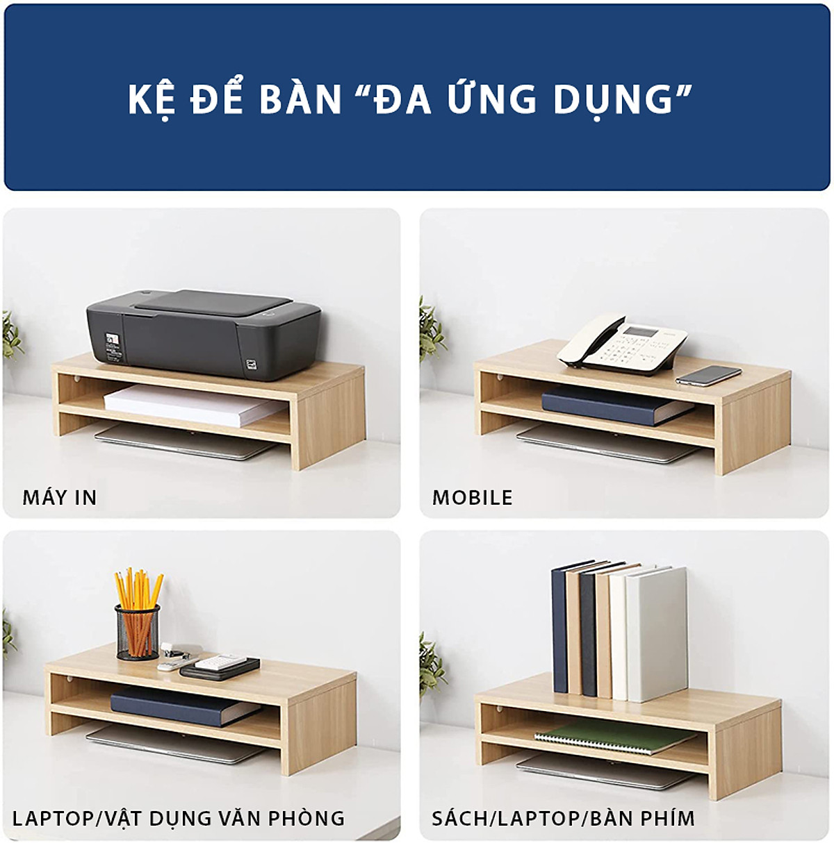 Kệ Gỗ Để Màn Hình Bàn Làm Việc 2 Tầng SIB Decor KDB03
