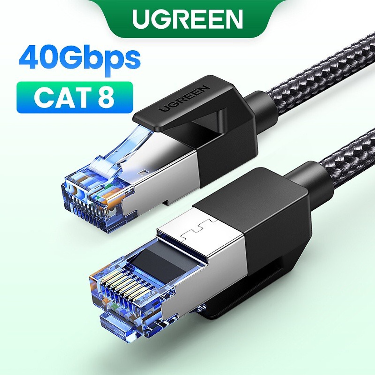 Cáp mạng Cat8 đúc sẵn bọc dù dài 10M Ugreen 30795 hàng chính hãng
