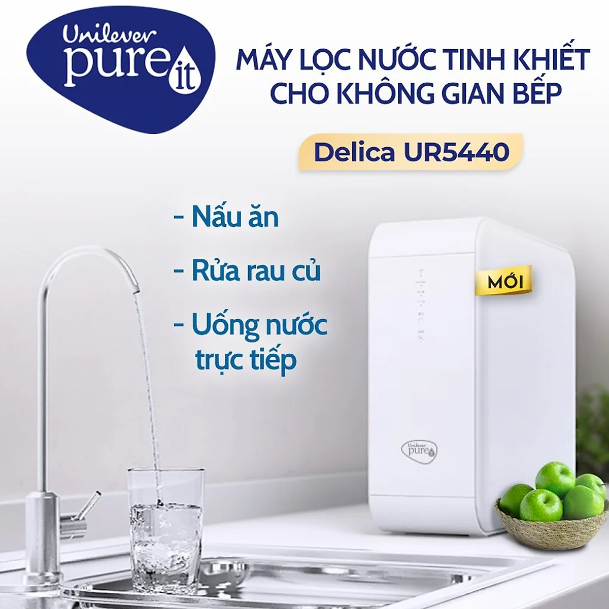 Máy lọc nước Unilever Pureit Delica UR5440 thiết kế nhỏ gọn tóc độ lọc 1 lít/phút -Hàng chính hãng