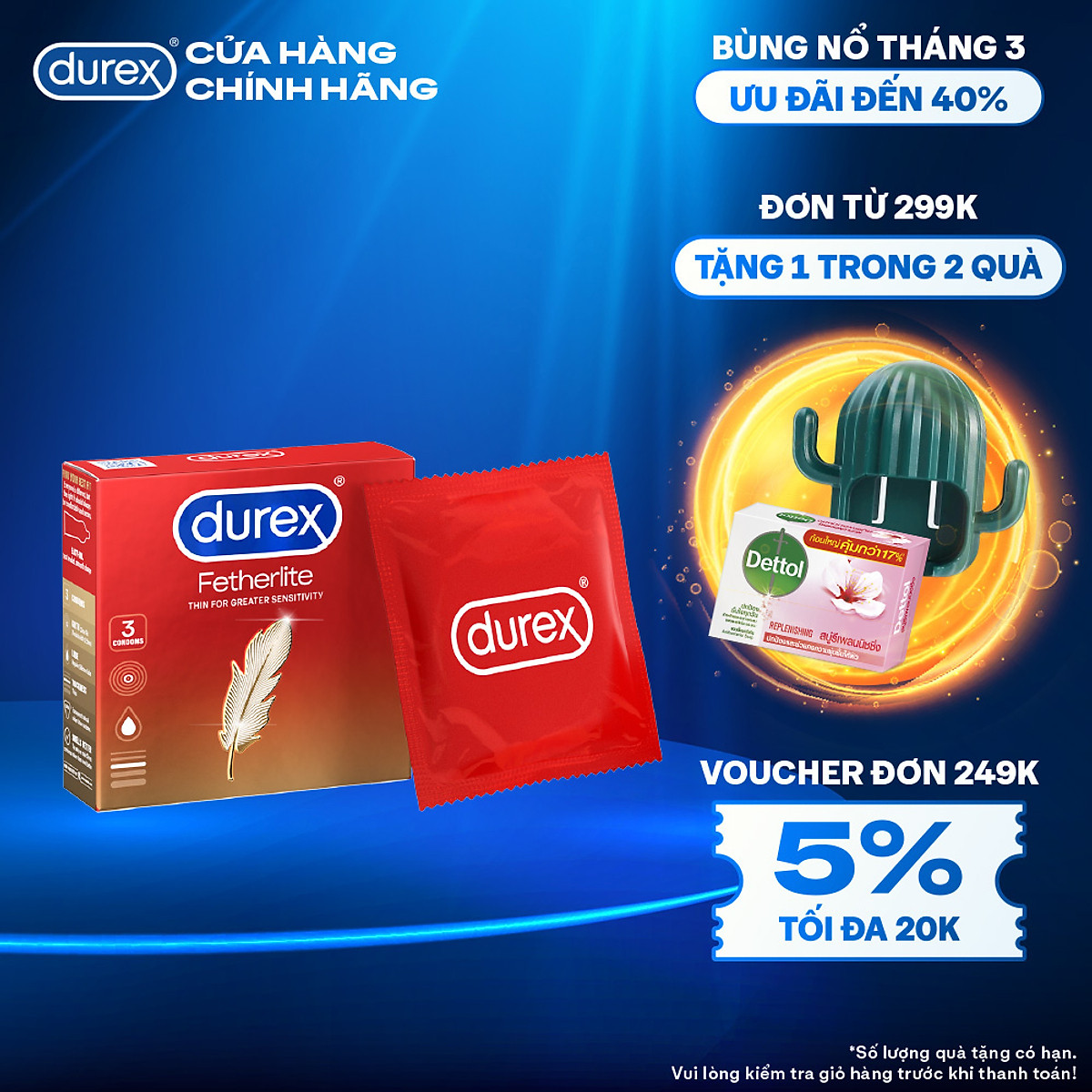 Bao cao su Durex Fetherlite Hộp 3 Bao