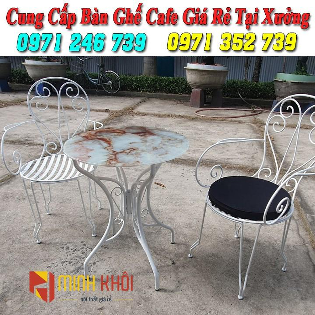 Bộ bàn ghế sắt cafe mỹ nghệ ngoài trời - Bàn ghế Bộ Bàn Ghế Sắt Cafe Mỹ Nghệ Ngoài Trời - Bàn Ghế