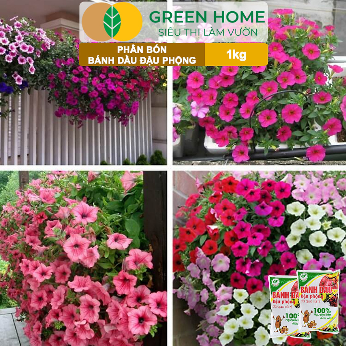 Bánh Dầu Đậu Phộng Greenhome, Bao 1kg, Phân Bón Hữu Cơ Hàm Lượng Đạm Cao, Chuyên Hoa, Rau, Củ, Quả, Kiểng