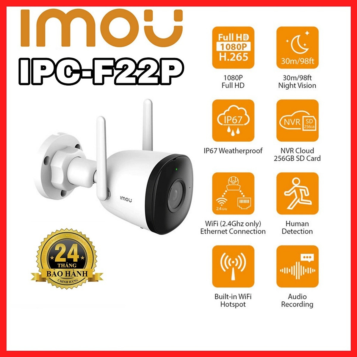 Camera IP Wifi Ngoài Trời Imou F22P Bullet 2C Full HD 1080P Tặng Phíc ...