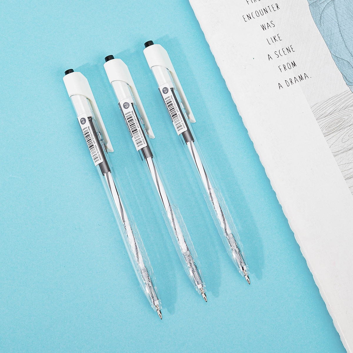 Combo 12 chiếc bút bi dầu dầu đầu ngòi 0.7mm bấm Deli - Mực xanh/đen/đỏ - EQ24
