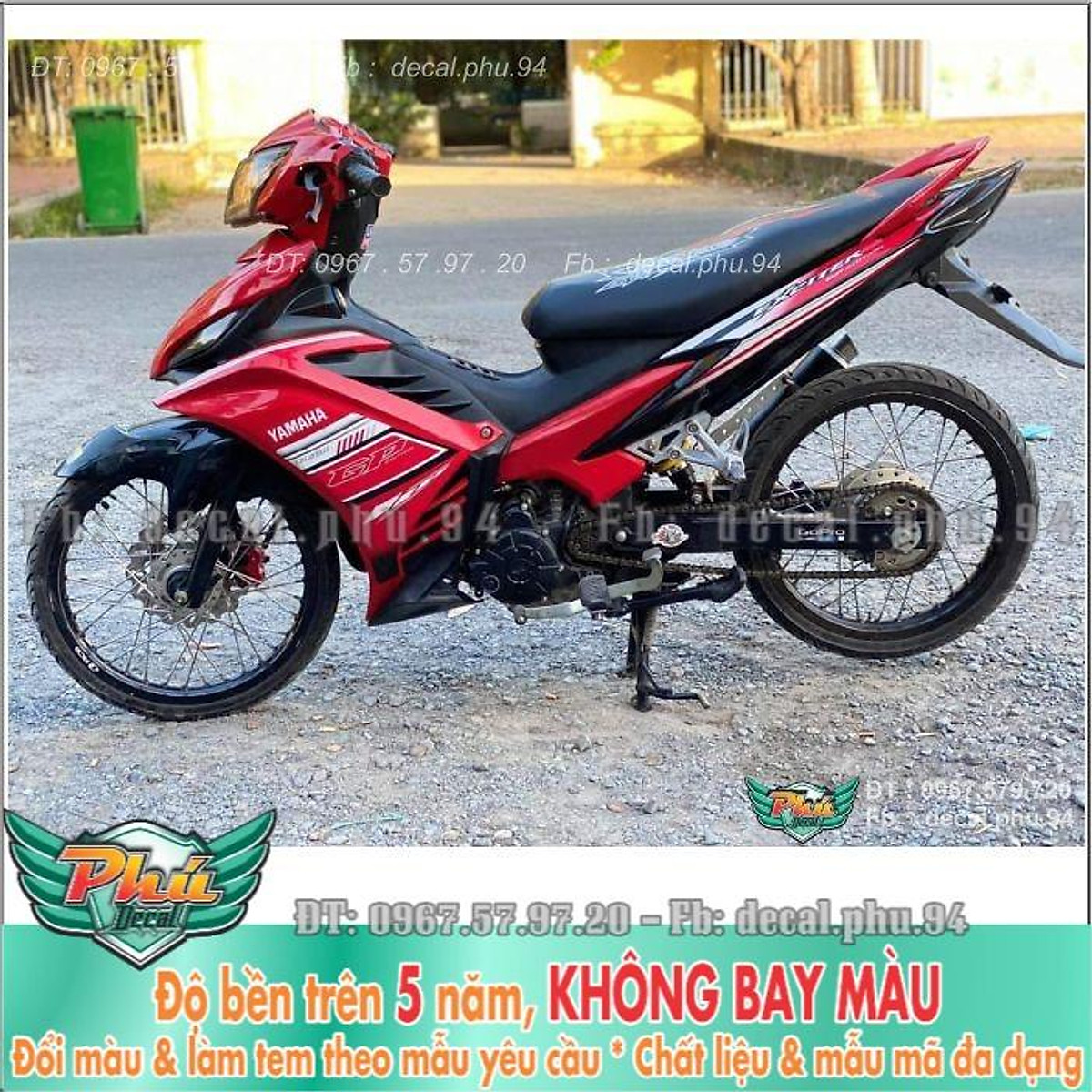 Mẫu sơn tem đấu xe Exciter 135 màu trắng đỏ đen  SƠN XE SÀI GÒN