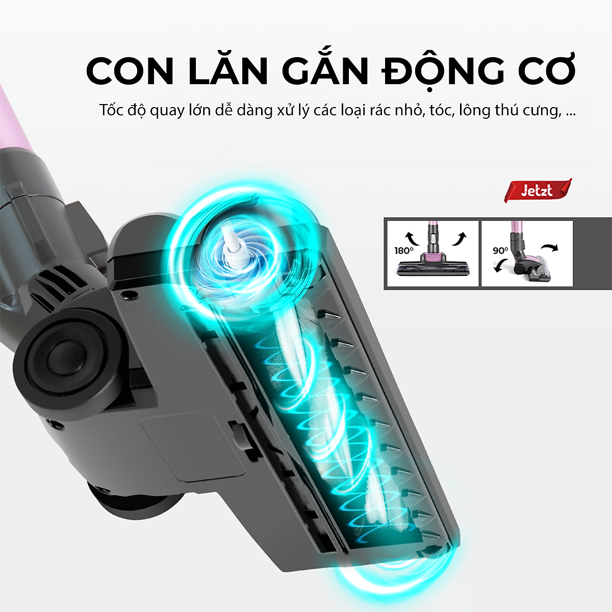 Máy hút bụi cầm tay không dây JETZT XS25, kèm đầu hút giường nệm với phân loại XS25 PRO hàng chính hãng