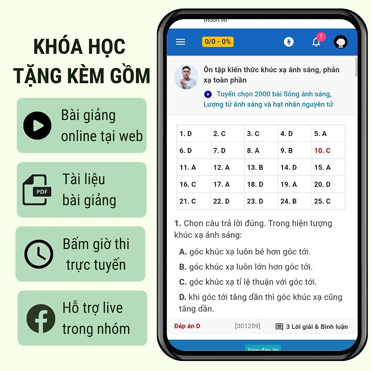 Combo 2 sách tổng ôn vật lý lớp 12 luyện thi kiến thức ôn thi thpt quốc gia bản mới nhất Moonbook